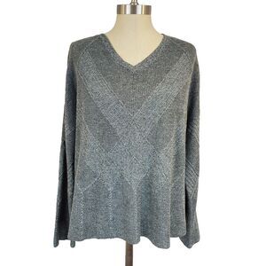 Smartwool Shadow Pine Cable Knit Vneck Sweater Wool Blend Boxy Outdoors